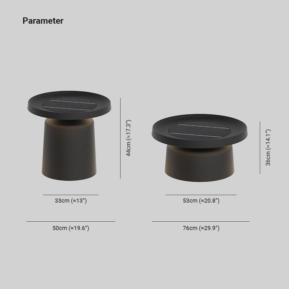 Ray bordmodel af metal, genopladelig/solcelledrevet udendørs gulvlampe, sort