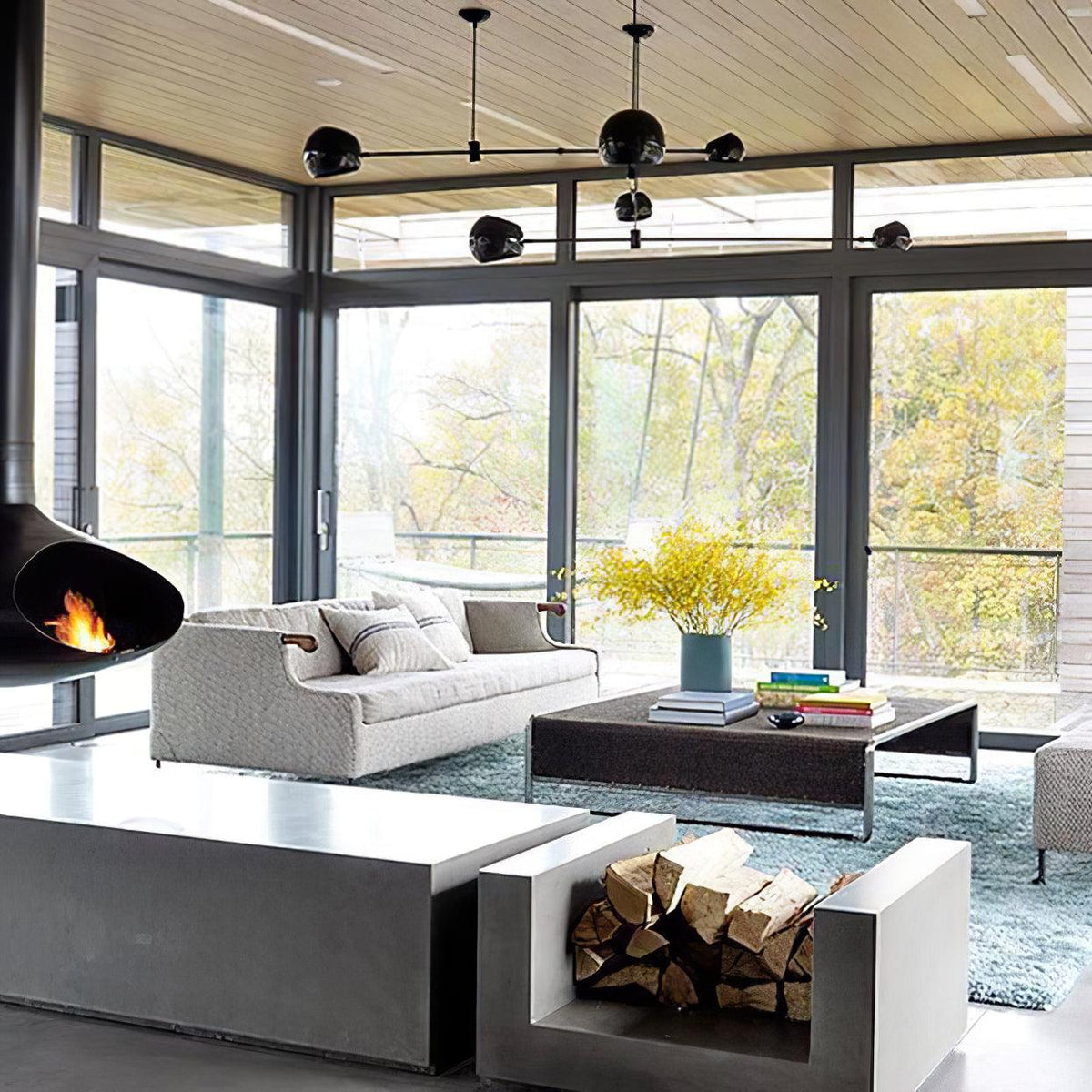Lustre Celanella preto em vidro de acabamento elegante