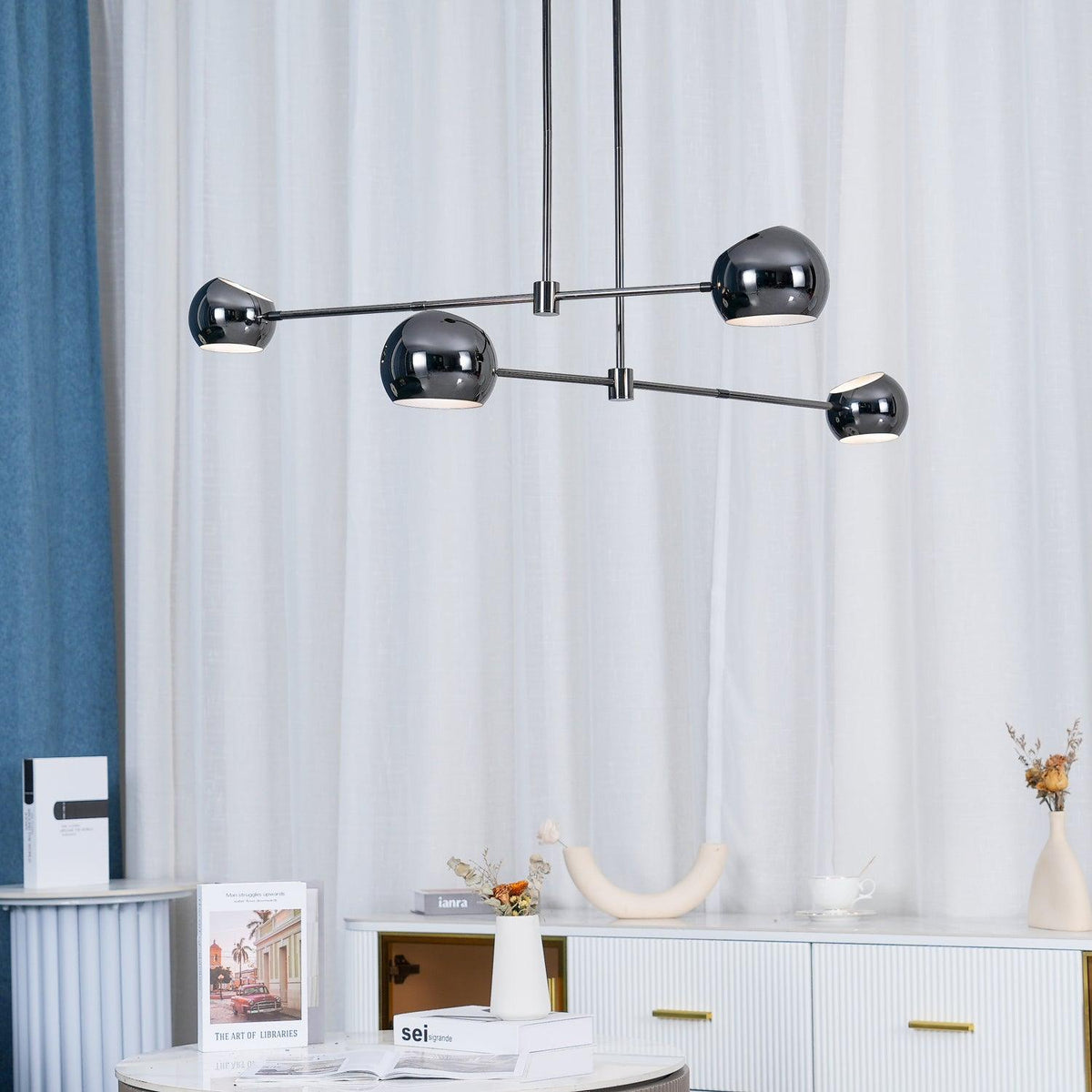 Lustre Celanella preto em vidro de acabamento elegante