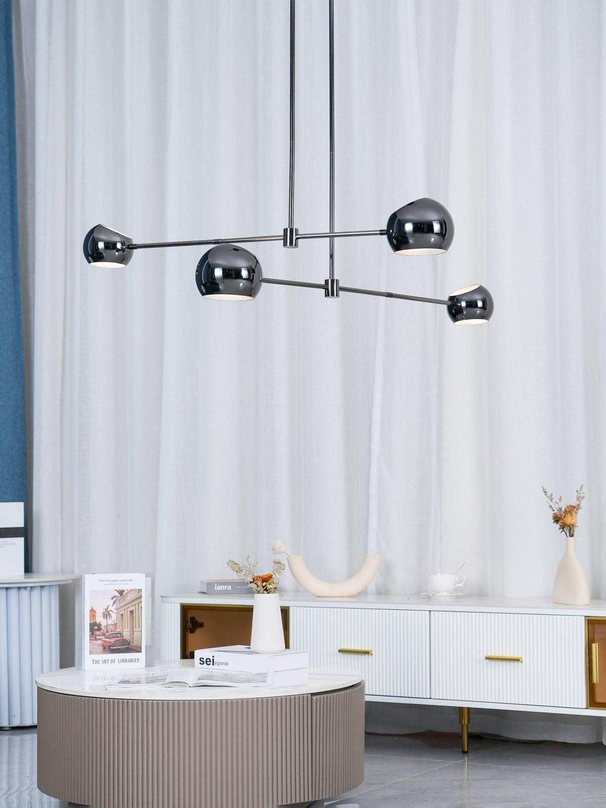 Celanella elegant lysekrone i sort glas