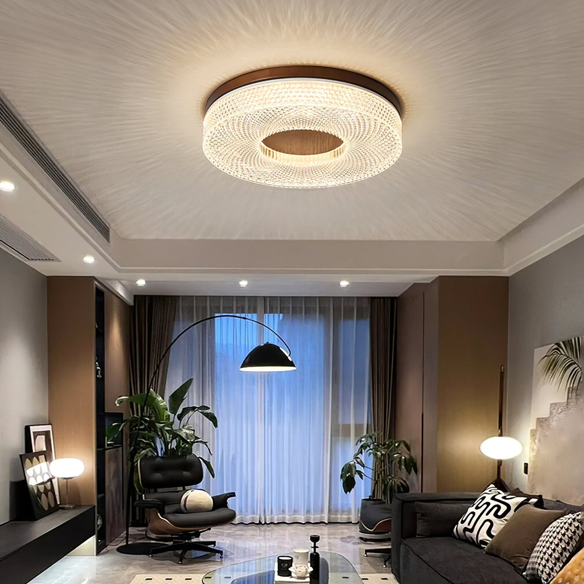 Nirinelle-loftlampe med akrylring, moderne og minimalistisk