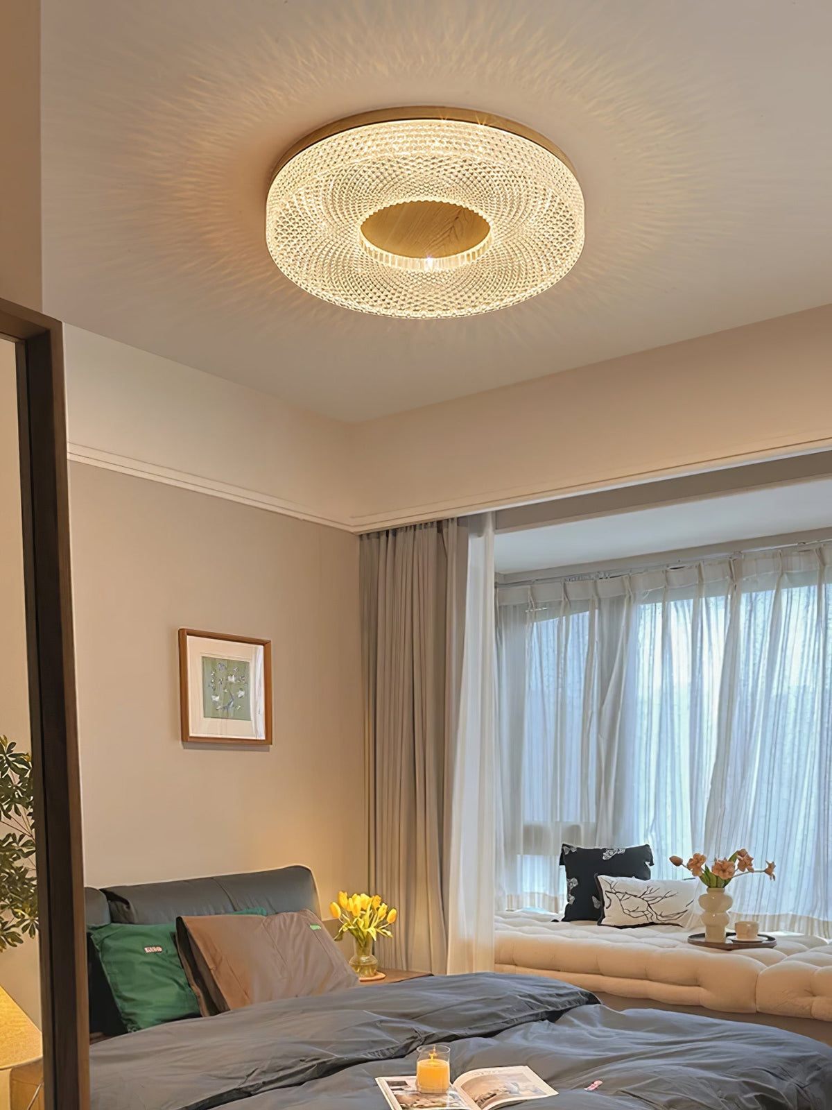Nirinelle-loftlampe med akrylring, moderne og minimalistisk