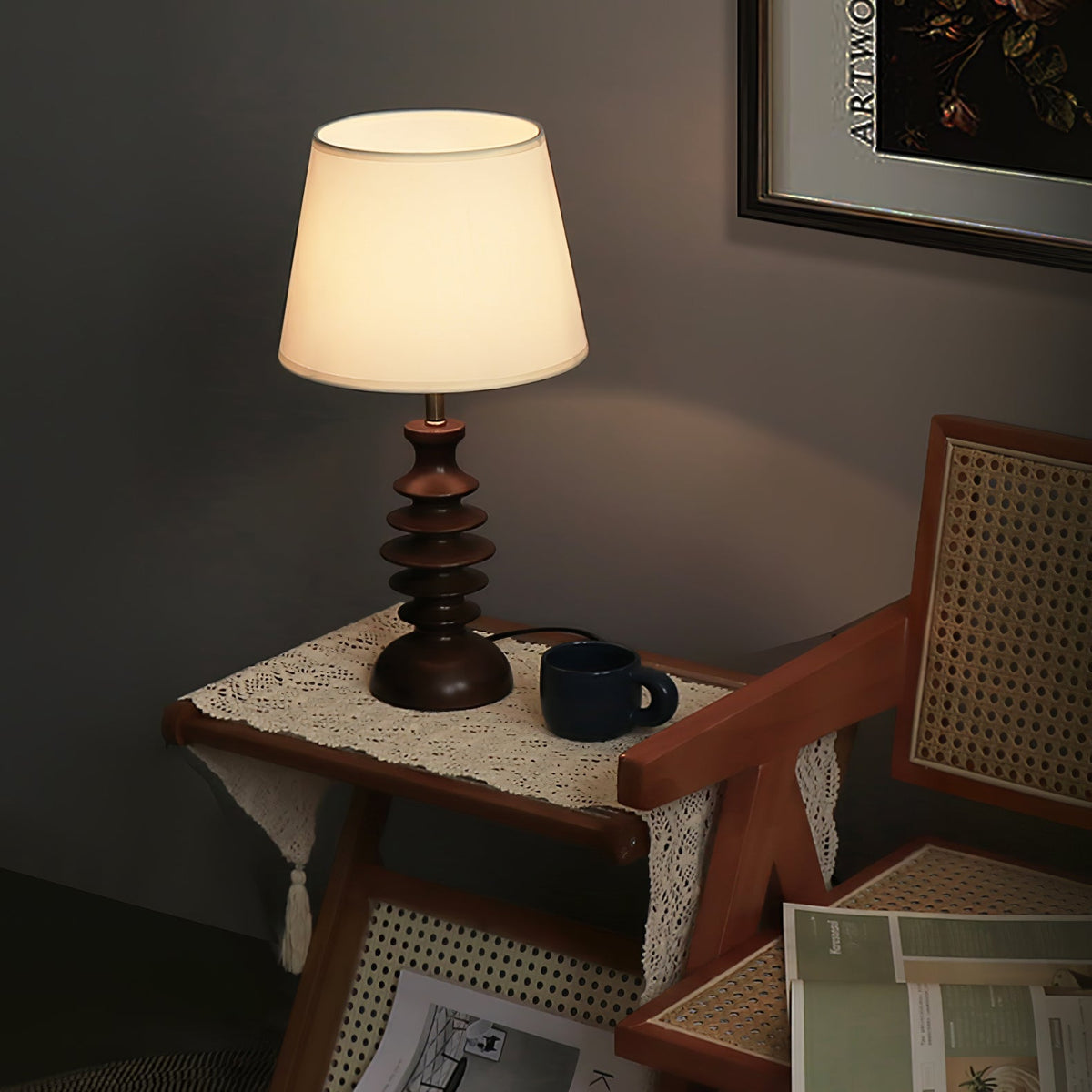 Candeeiro de mesa vintage de tecido Tivoce
