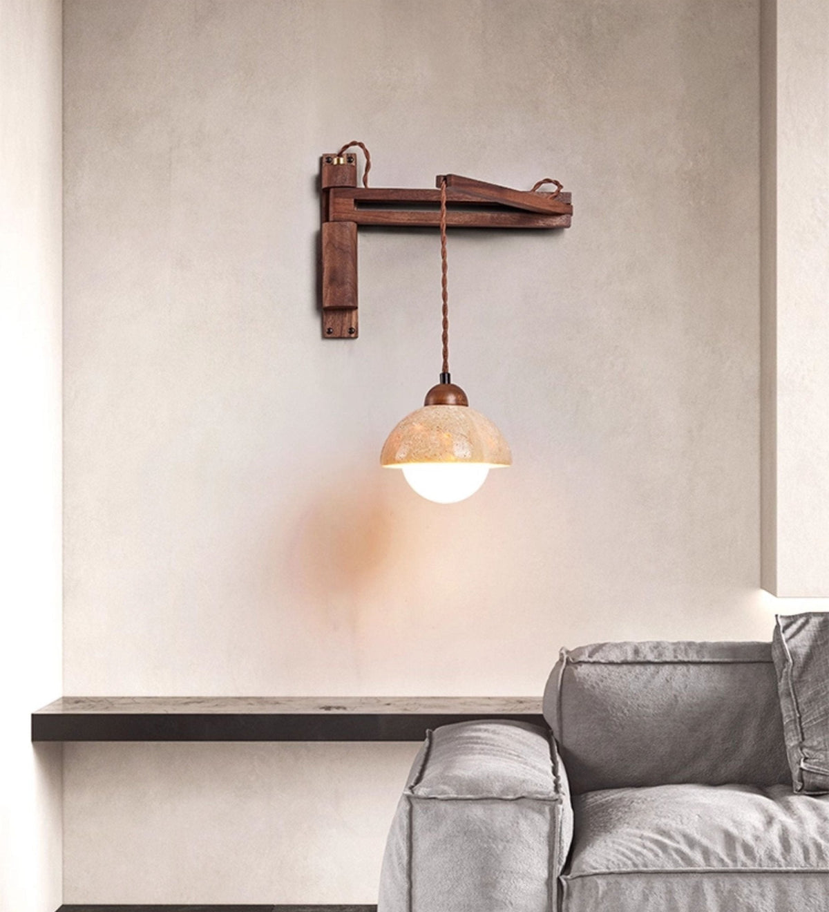 Arboren Adjustable Travertine Dome-vägglampa