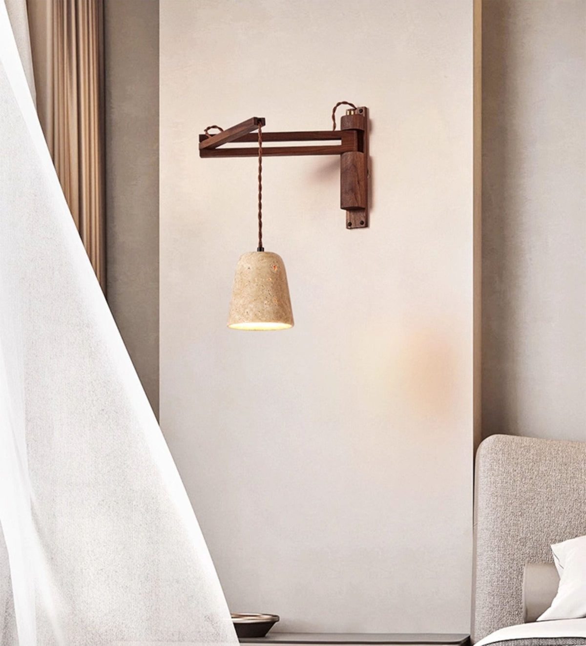 Arboren Adjustable Travertine Dome-vägglampa