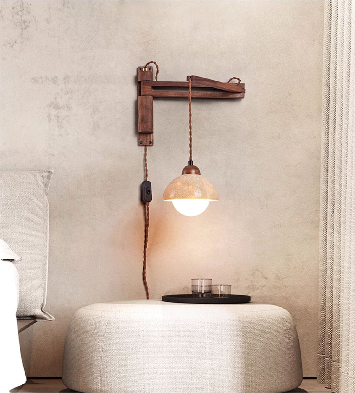 Arboren Adjustable Travertine Dome-vägglampa