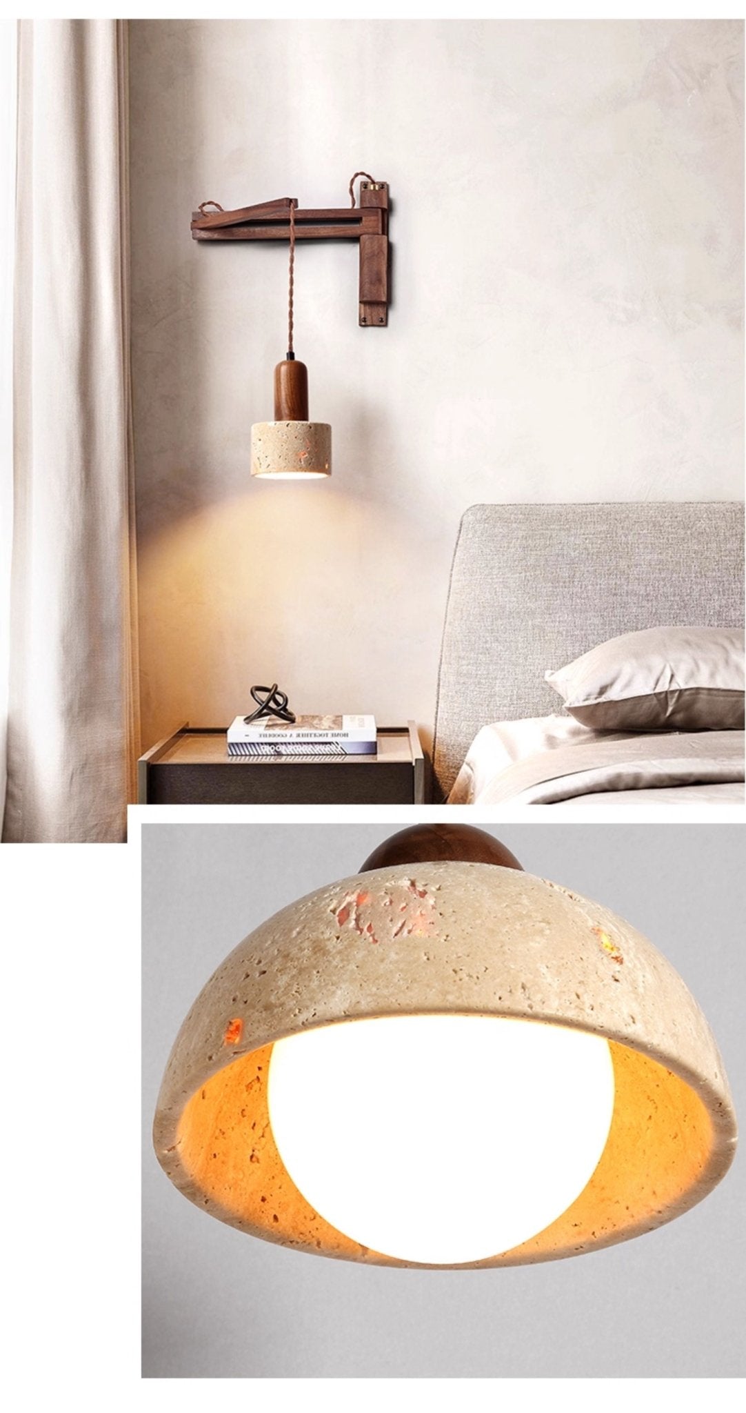 Arboren Adjustable Travertine Dome-vägglampa