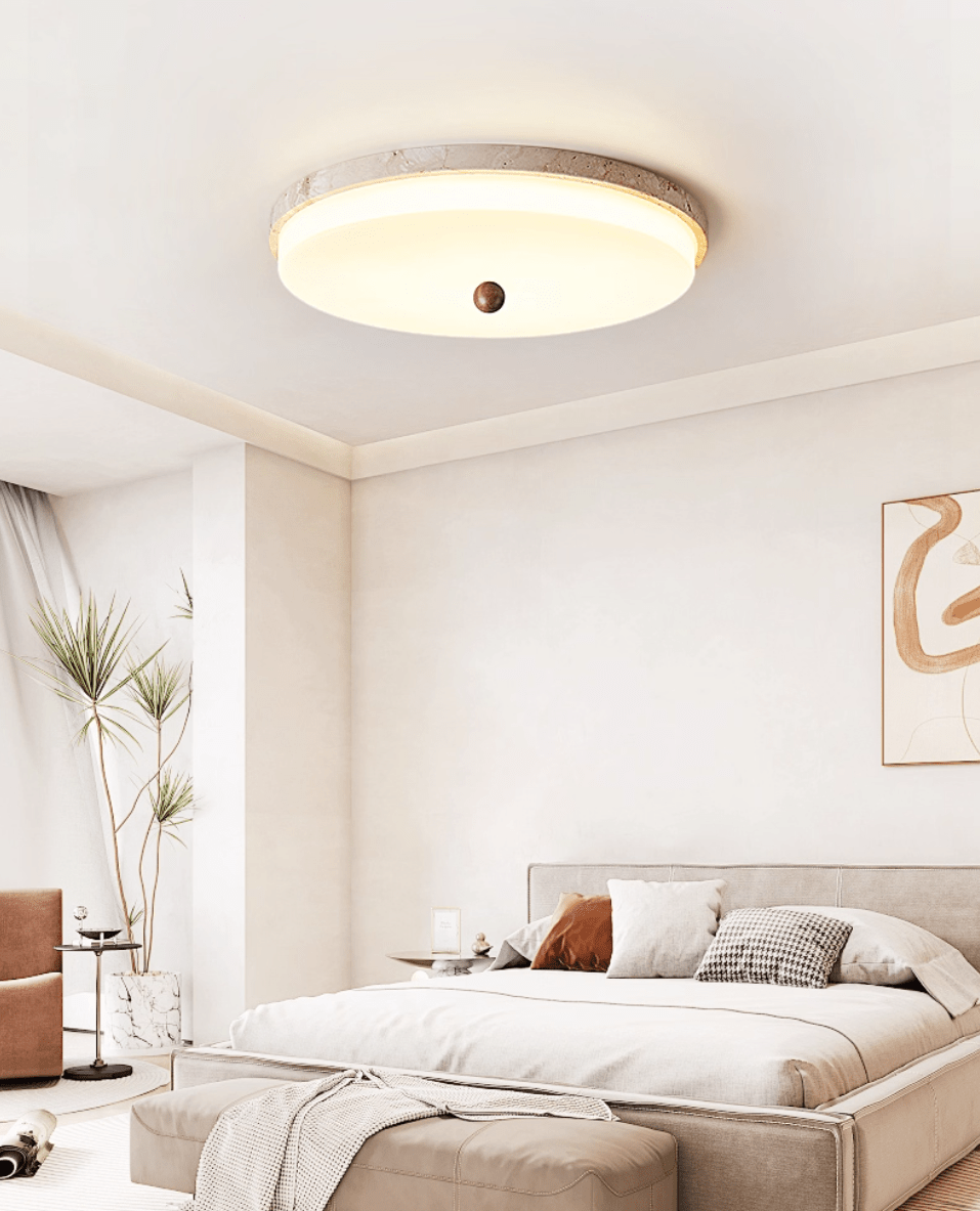 Aeon taklampa med travertinklot