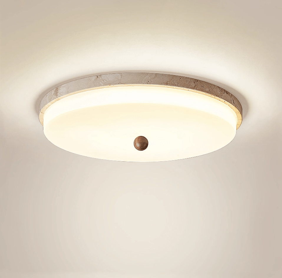 Aeon taklampa med travertinklot