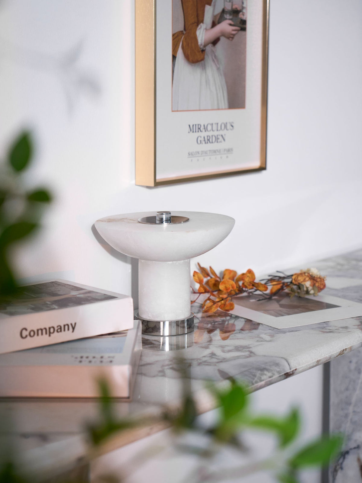 Candeeiro de mesa em alabastro com formato de cogumelo Eurnoran