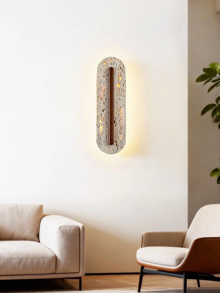 Cato Bellamont minimalistisk væglampe i beige travertin