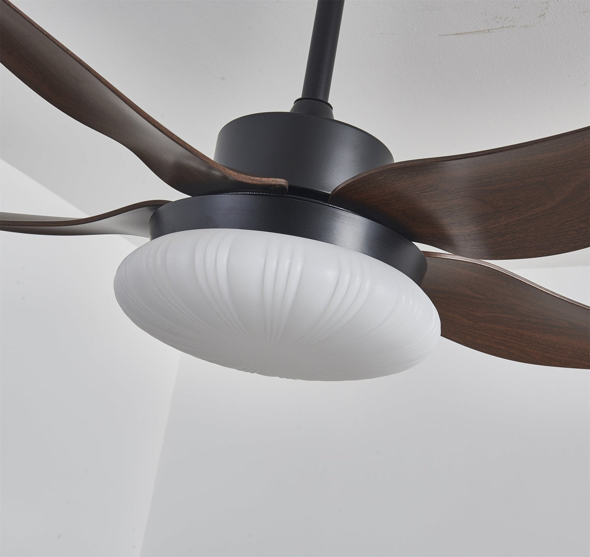 Ventoinha de teto moderna com luz em madeira Zerith