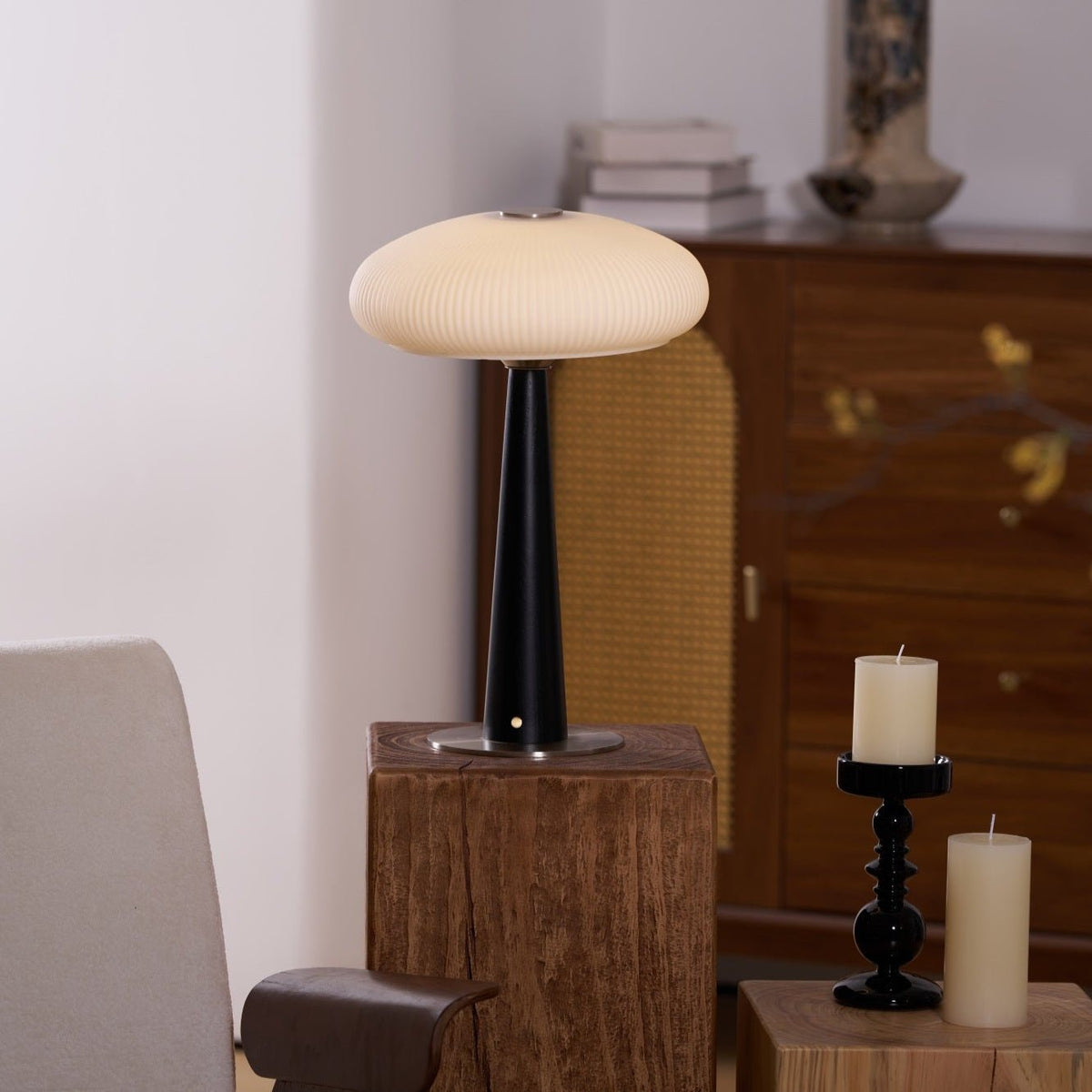 Glow Minimalískur Viðarborðlampi
