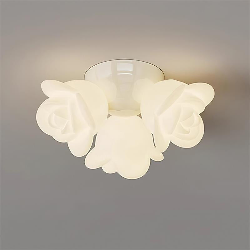 Loftslampe med metalroset og blomsterkunstnerisk accent i PE-rosenform