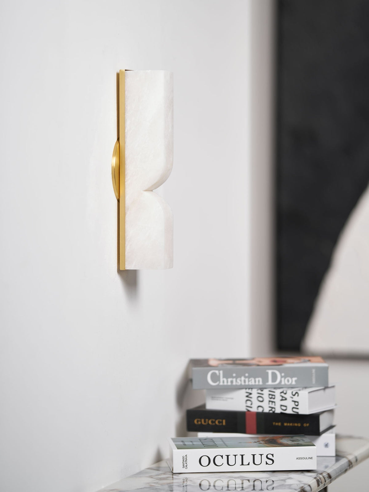 Lena rektangulær væglampe i alabast med stik