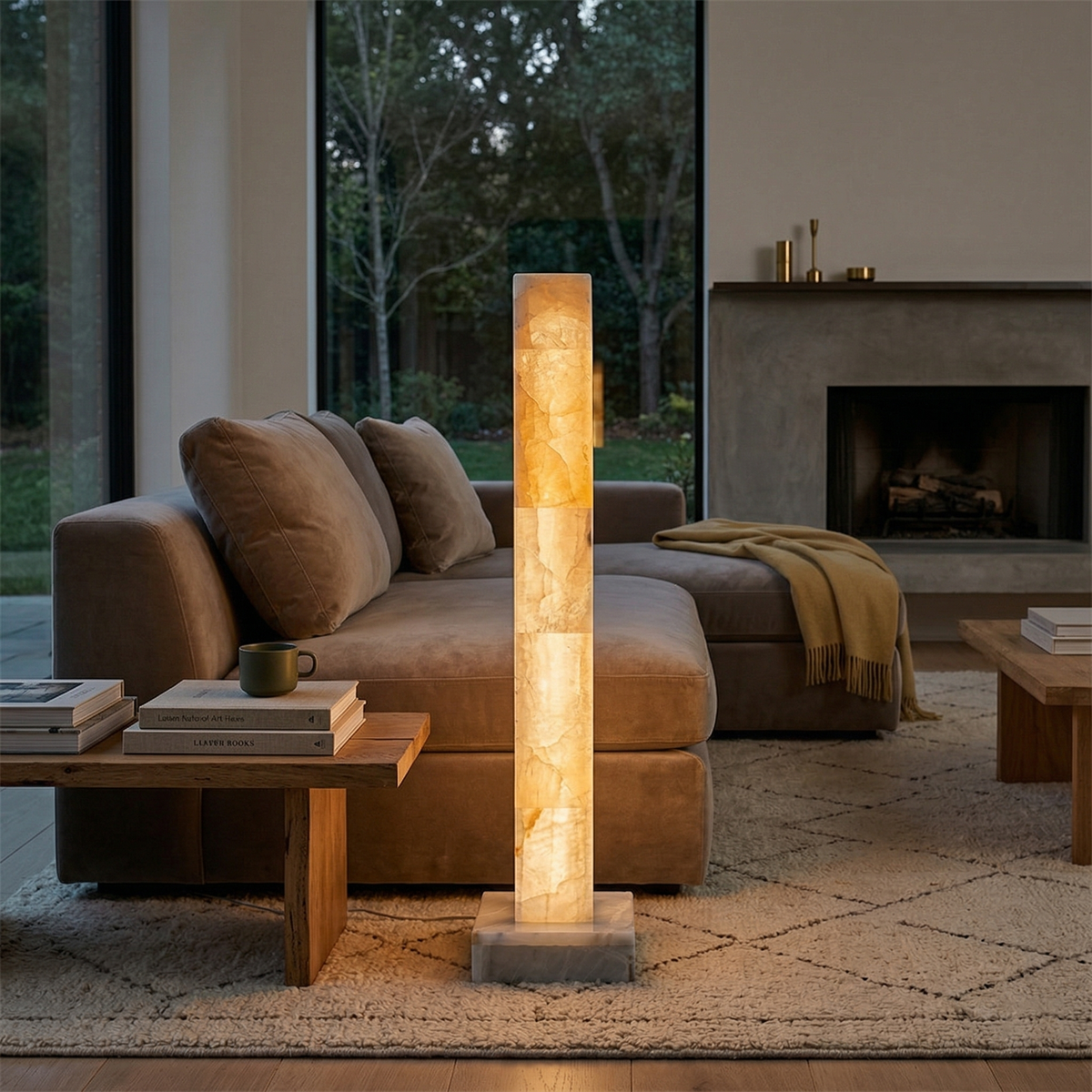 Gulvlampe i frossen alabast