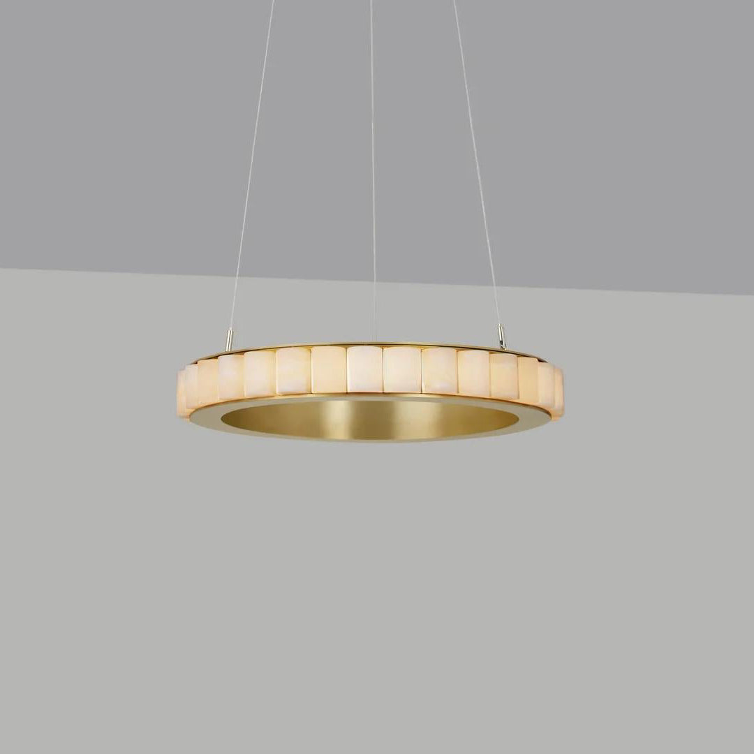 Aurelia ljuskrona med dubbla ringar i alabaster