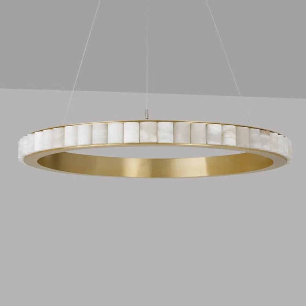 Aurelia ljuskrona med dubbla ringar i alabaster