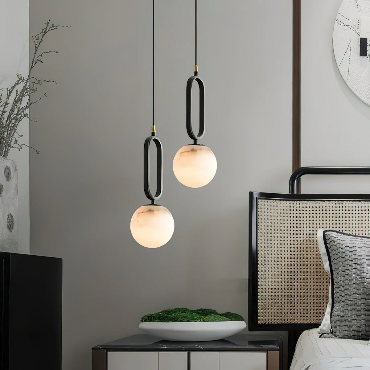 Gloruvyd minimalistisk alabastpendel med kugle