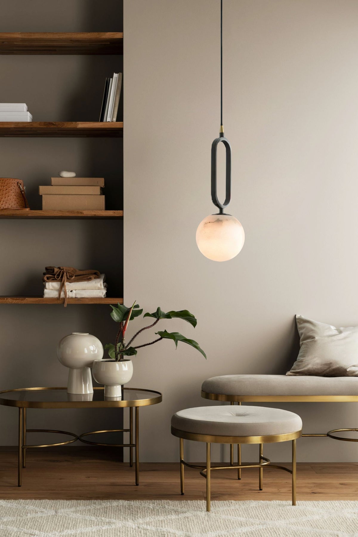 Gloruvyd minimalistisk alabastpendel med kugle