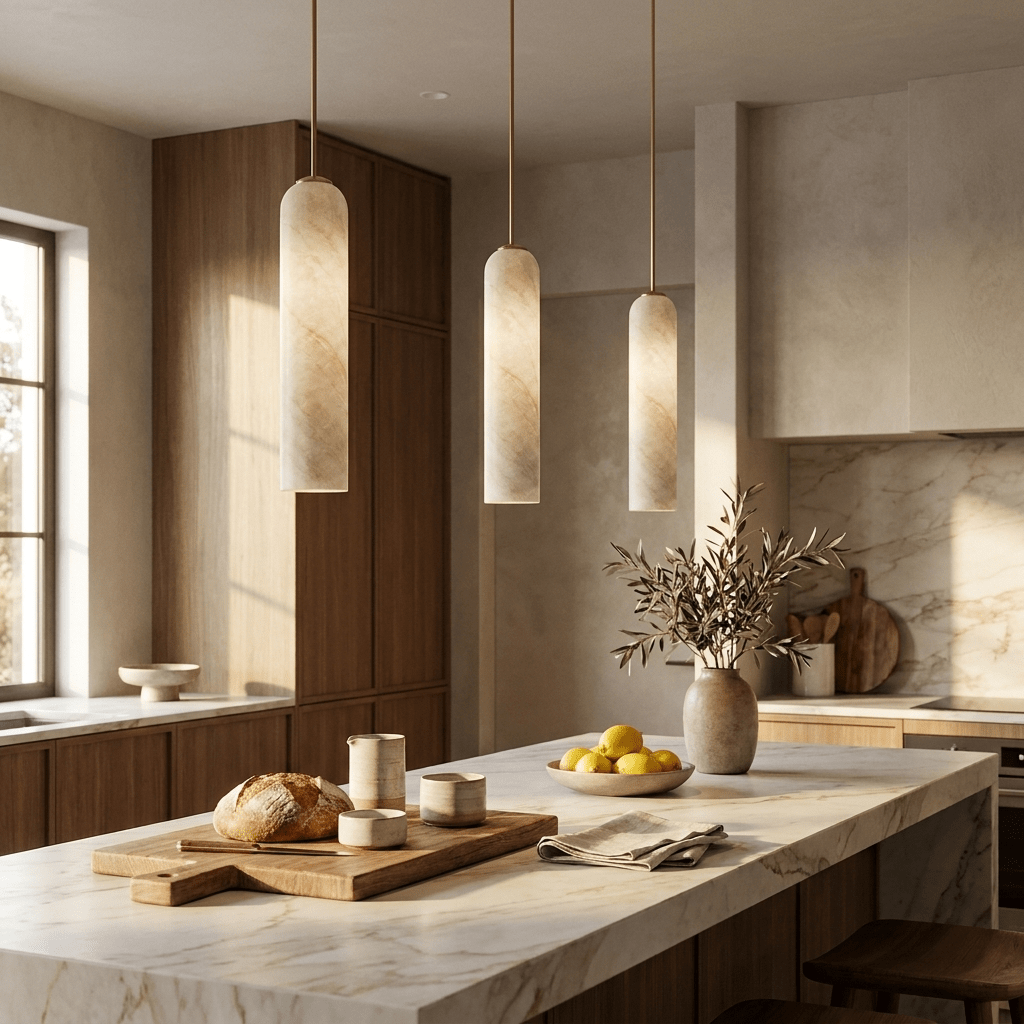 Cylindrisk taklampa i alabaster