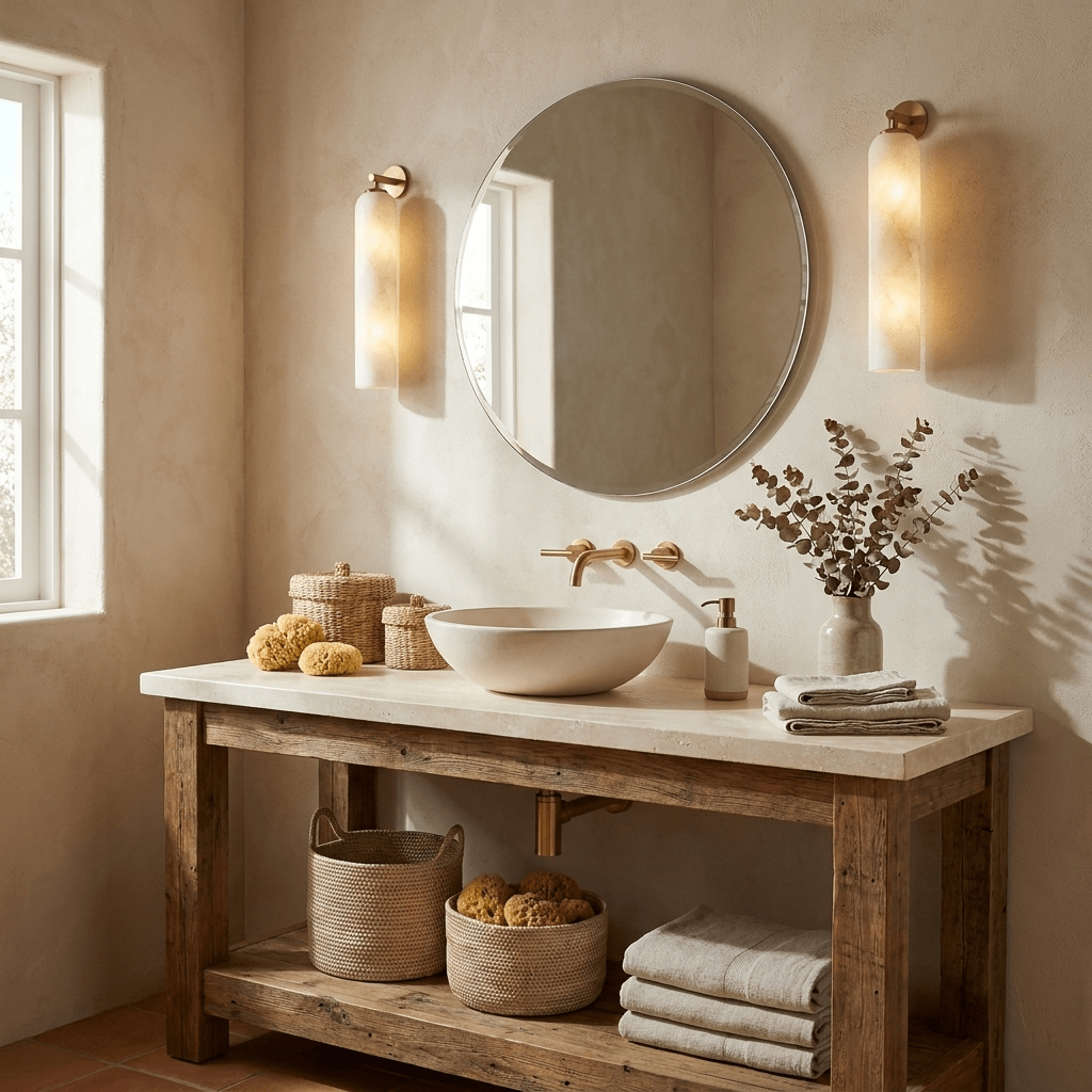 Rörformad vägglampa i alabaster