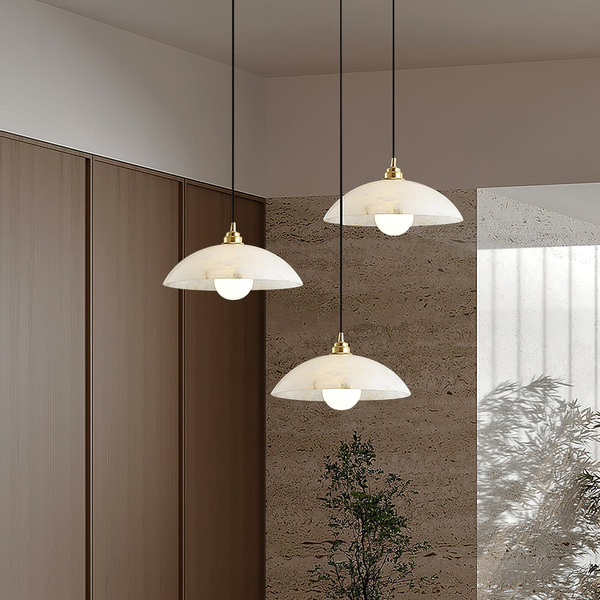 Ljomuvyd kreativ individuel kuppel-pendellampe i alabaster