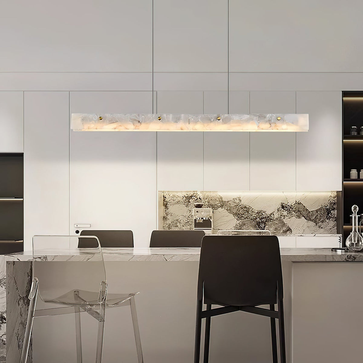 Vexor moderne lineær LED-pendellampe i alabast