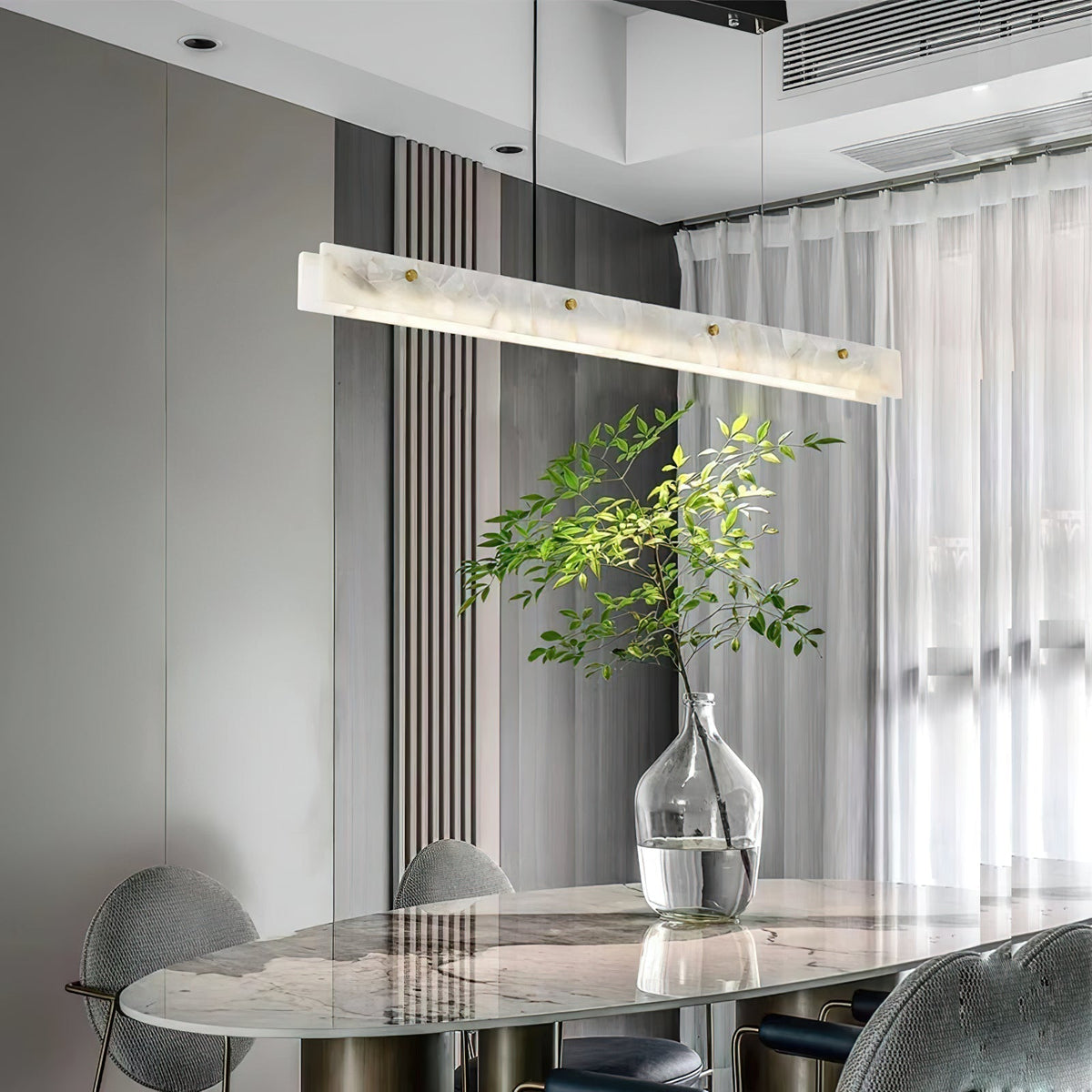 Vexor moderne lineær LED-pendellampe i alabast
