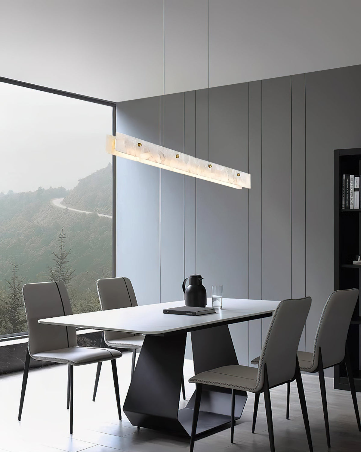 Vexor moderne lineær LED-pendellampe i alabast