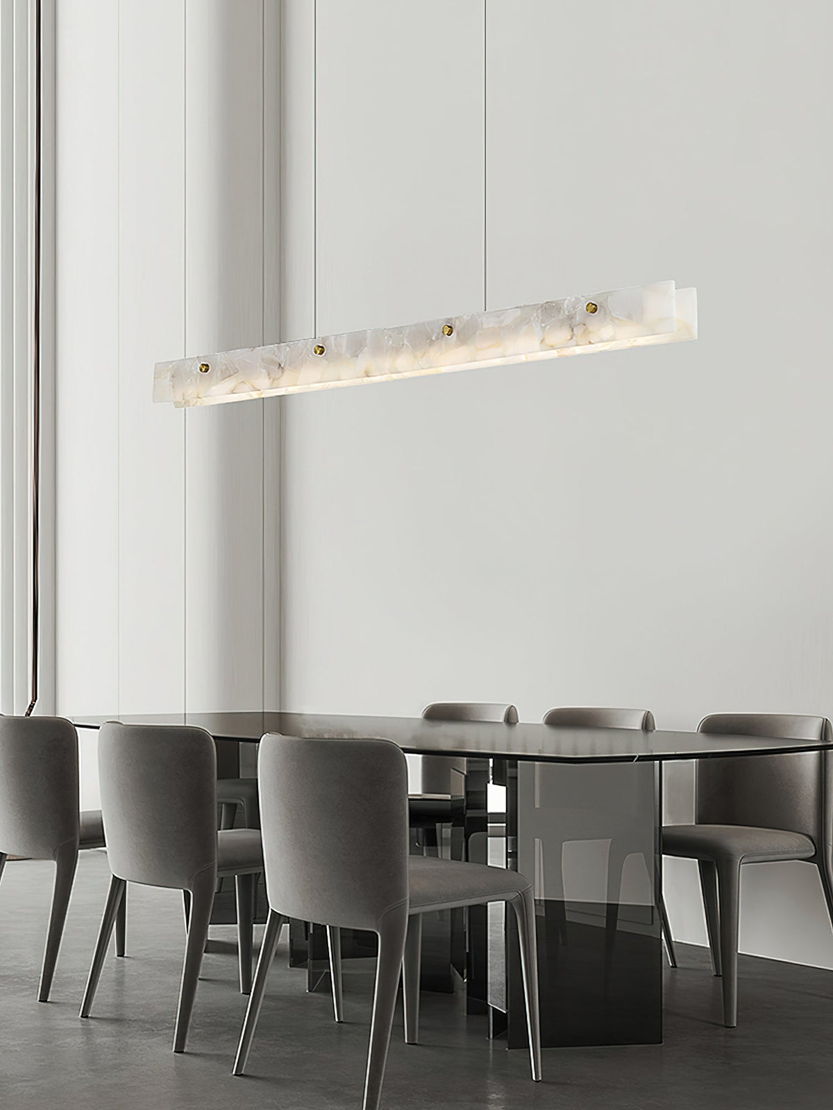 Vexor moderne lineær LED-pendellampe i alabast