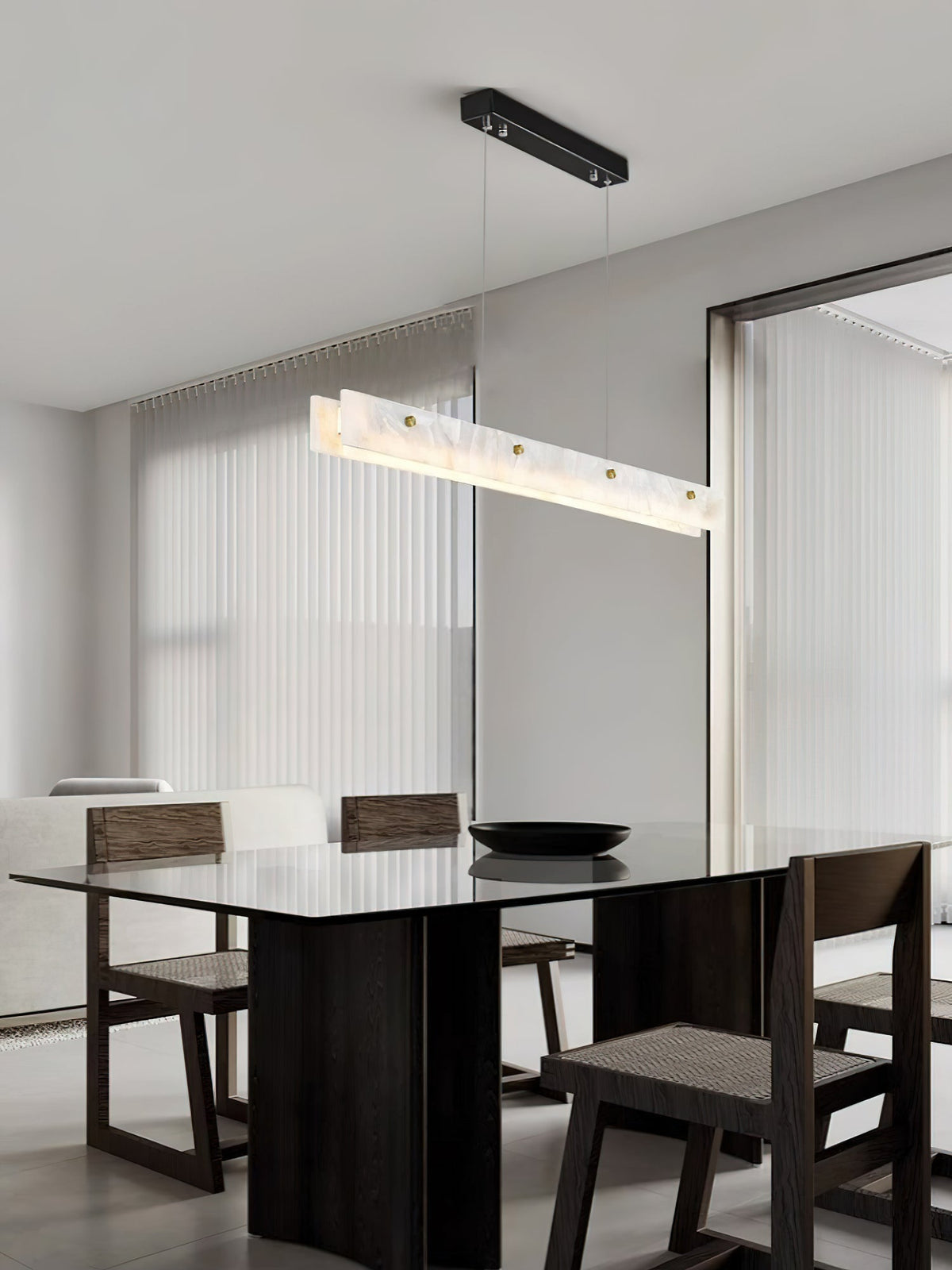 Vexor moderne lineær LED-pendellampe i alabast