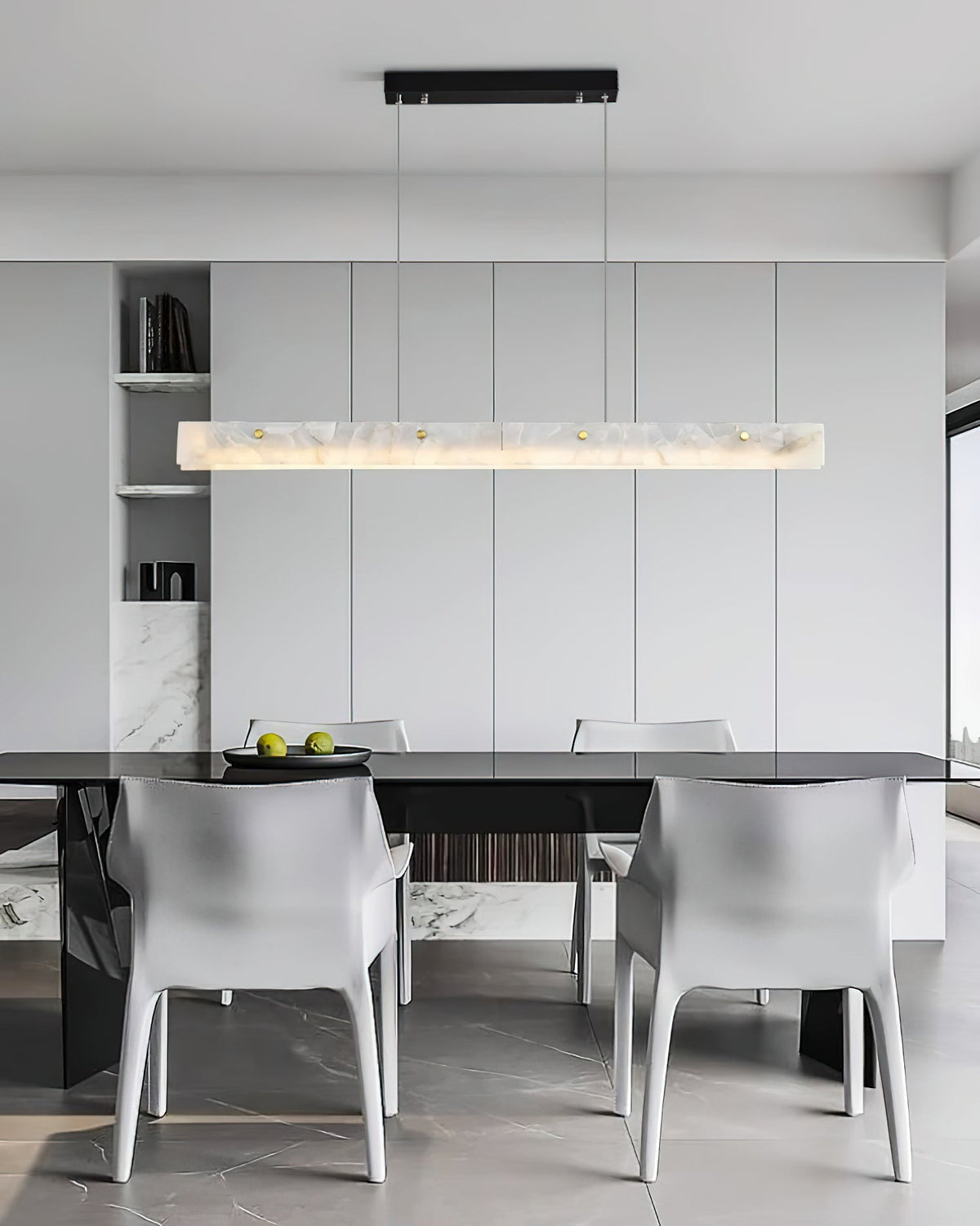 Vexor moderne lineær LED-pendellampe i alabast