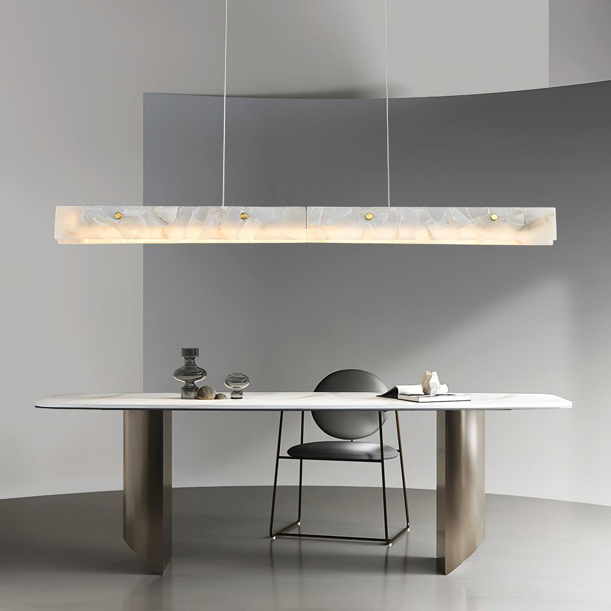 Vexor moderne lineær LED-pendellampe i alabast
