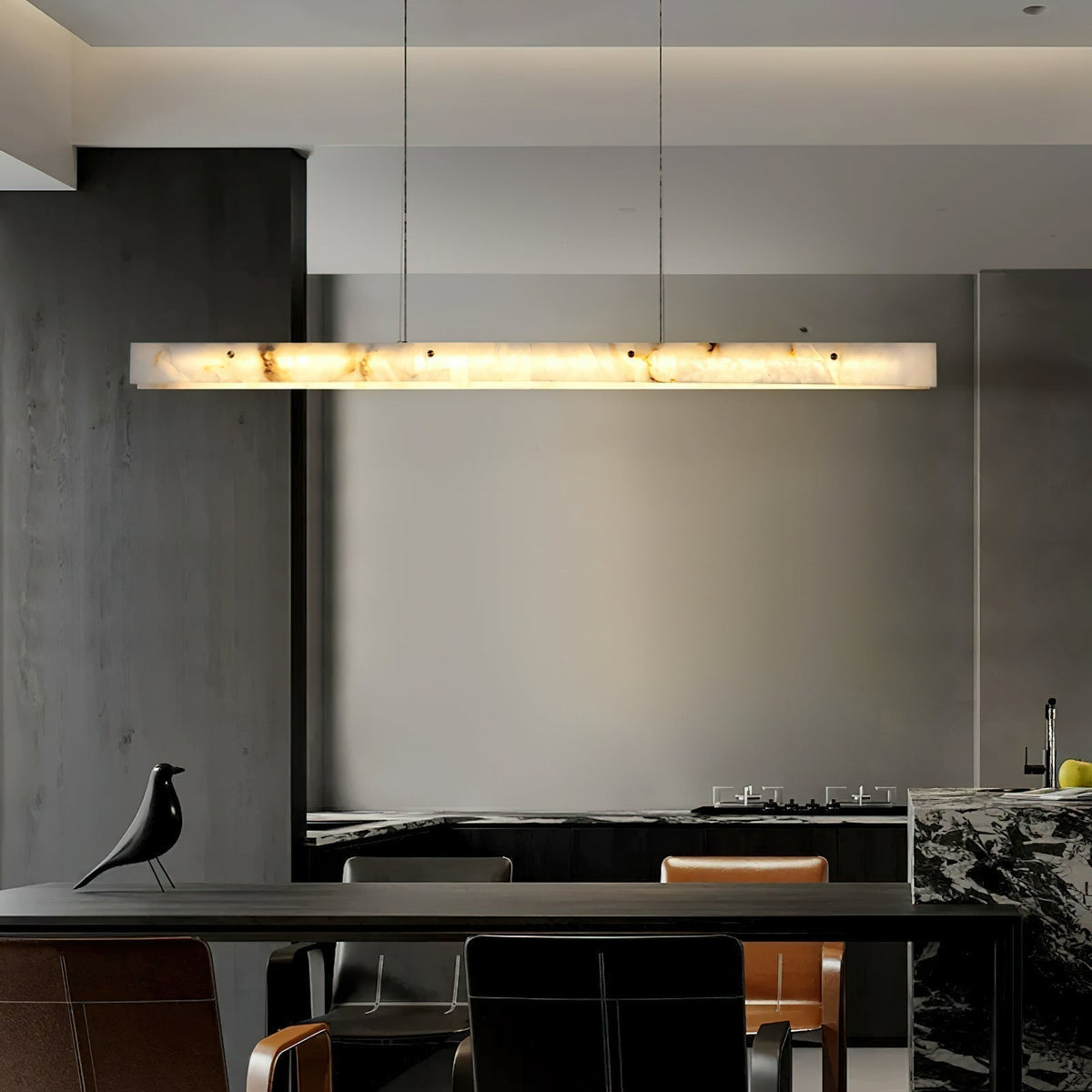 Vexor moderne lineær LED-pendellampe i alabast