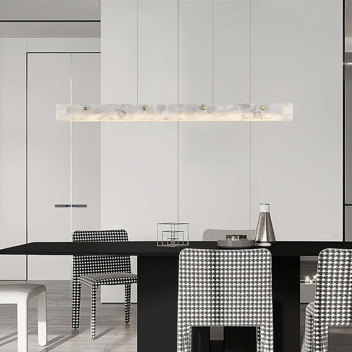 Vexor moderne lineær LED-pendellampe i alabast
