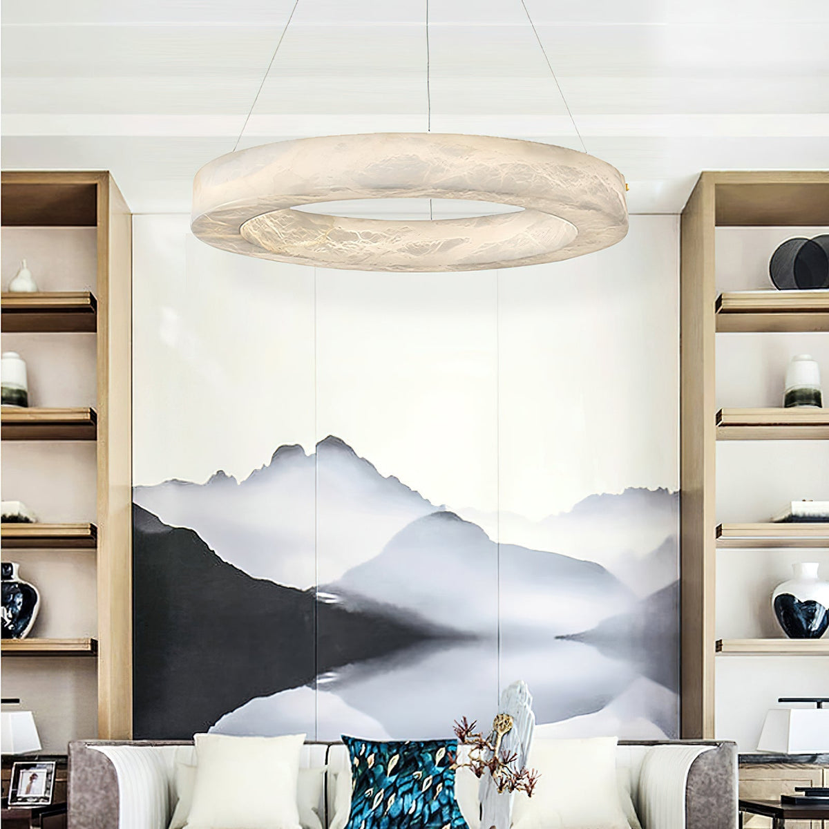 Plotuvyn postmodern lyxig ringformad alabasterkrona