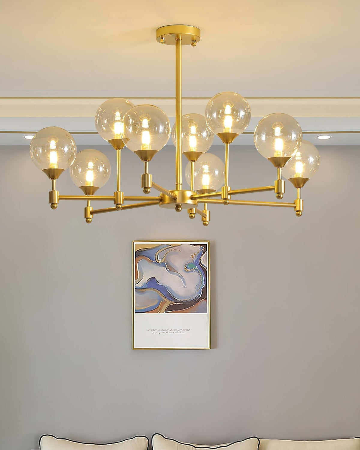 Celireon elegant ljuskrona i glas