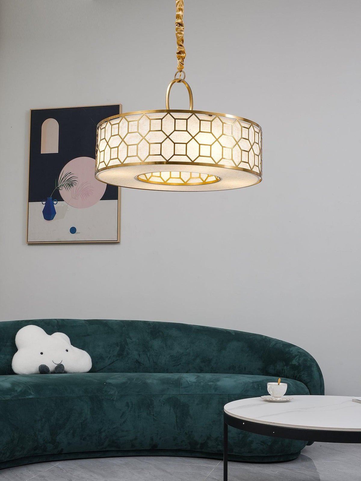 Arshaor exklusiv elegant rund taklampa i koppar och glas
