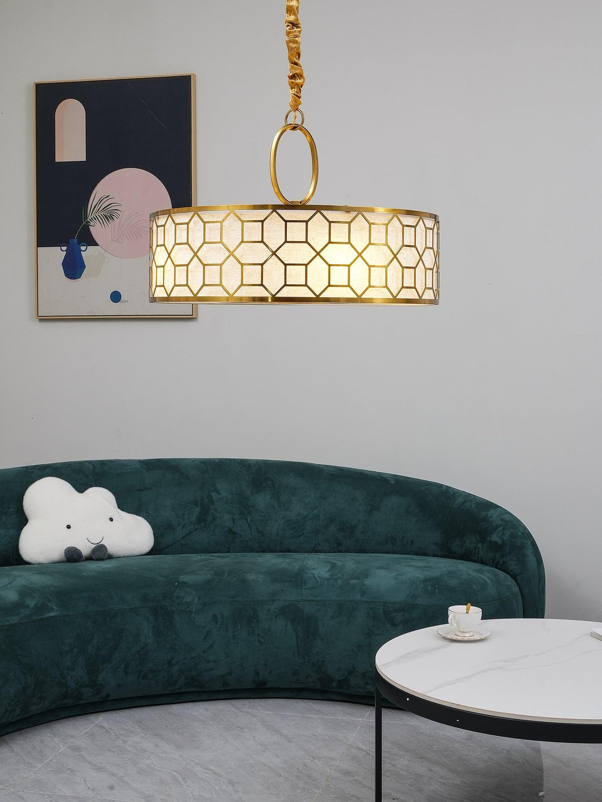 Arshaor exklusiv elegant rund taklampa i koppar och glas