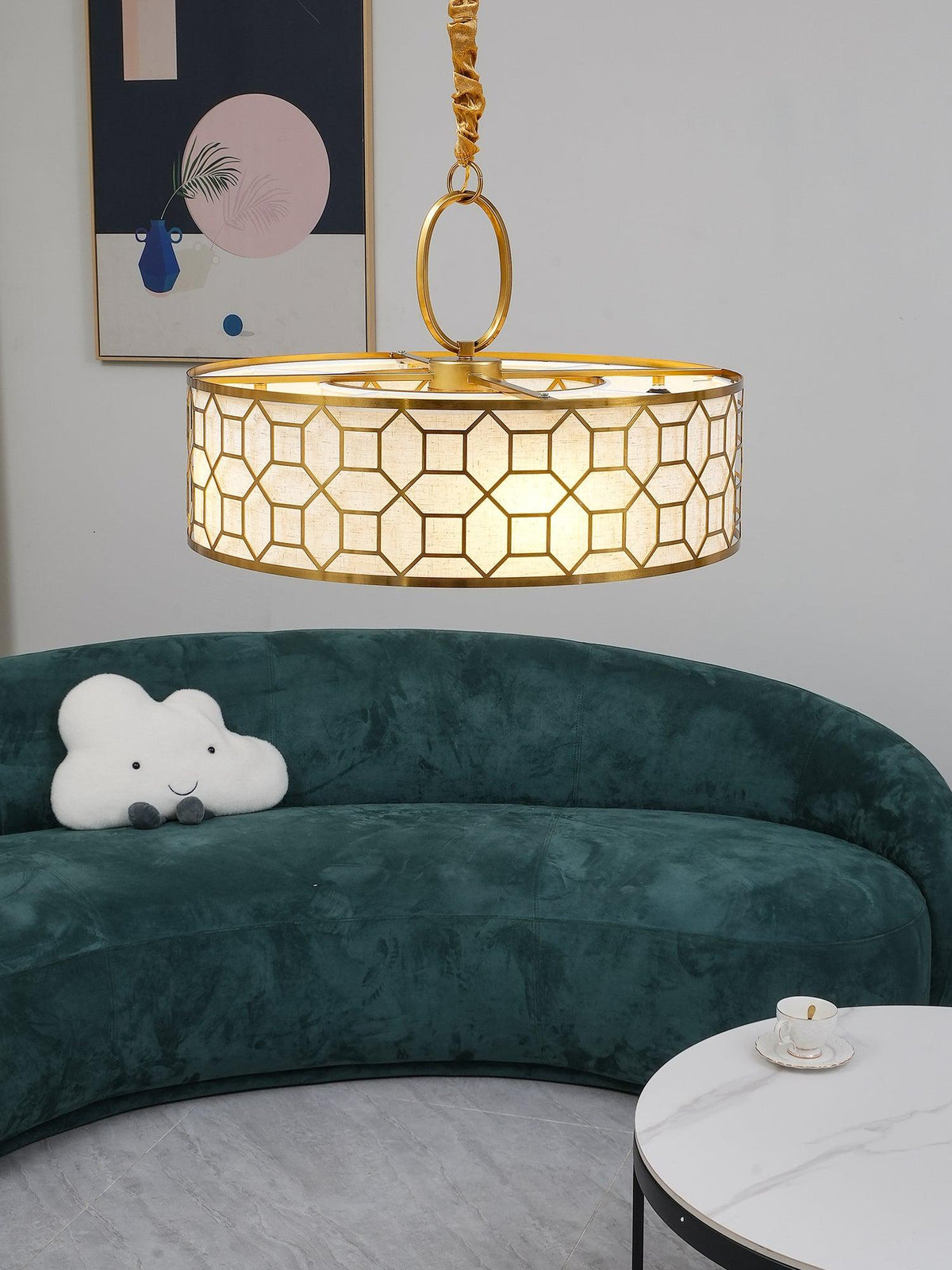 Arshaor exklusiv elegant rund taklampa i koppar och glas