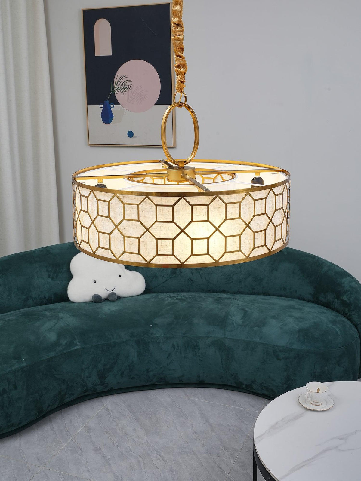 Arshaor exklusiv elegant rund taklampa i koppar och glas