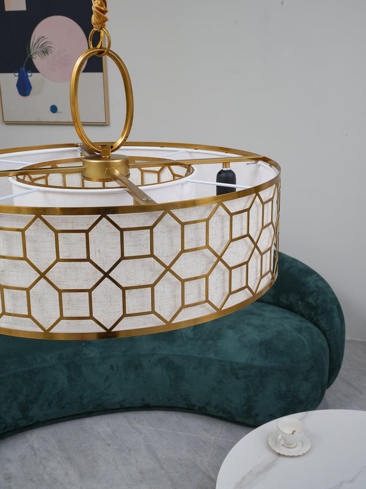 Arshaor exklusiv elegant rund taklampa i koppar och glas