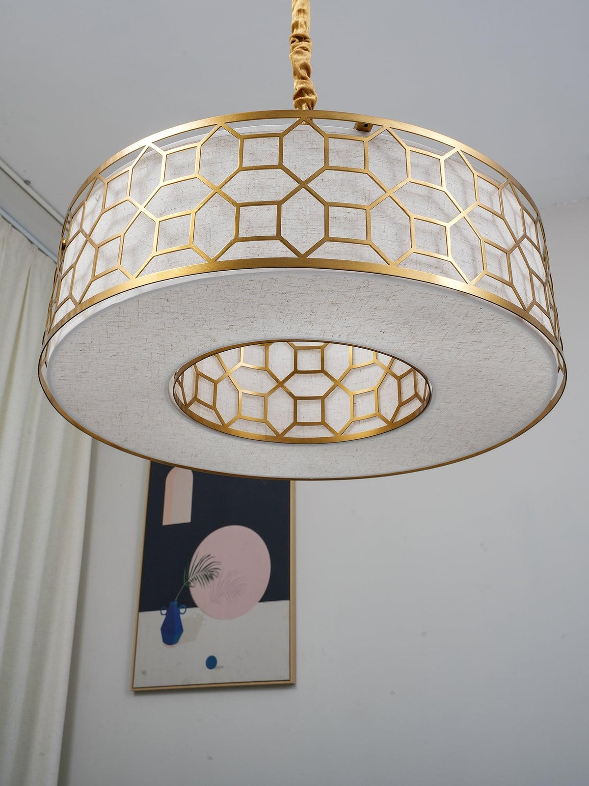 Arshaor exklusiv elegant rund taklampa i koppar och glas