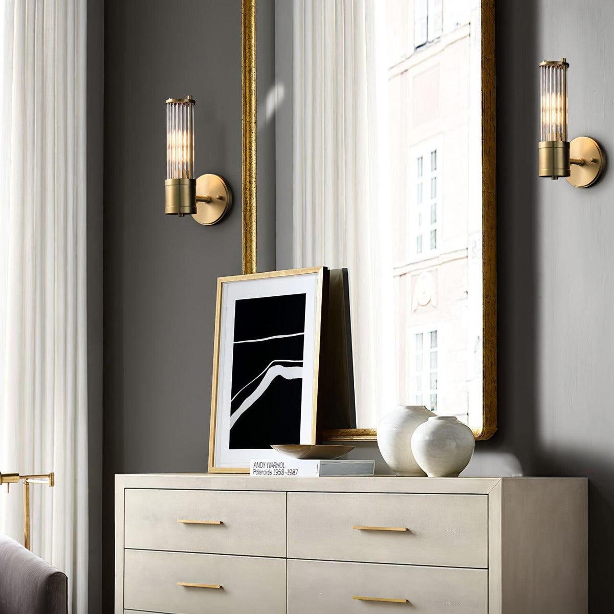 Vevenisra cylindrisk vägglampa i glas i nordisk stil