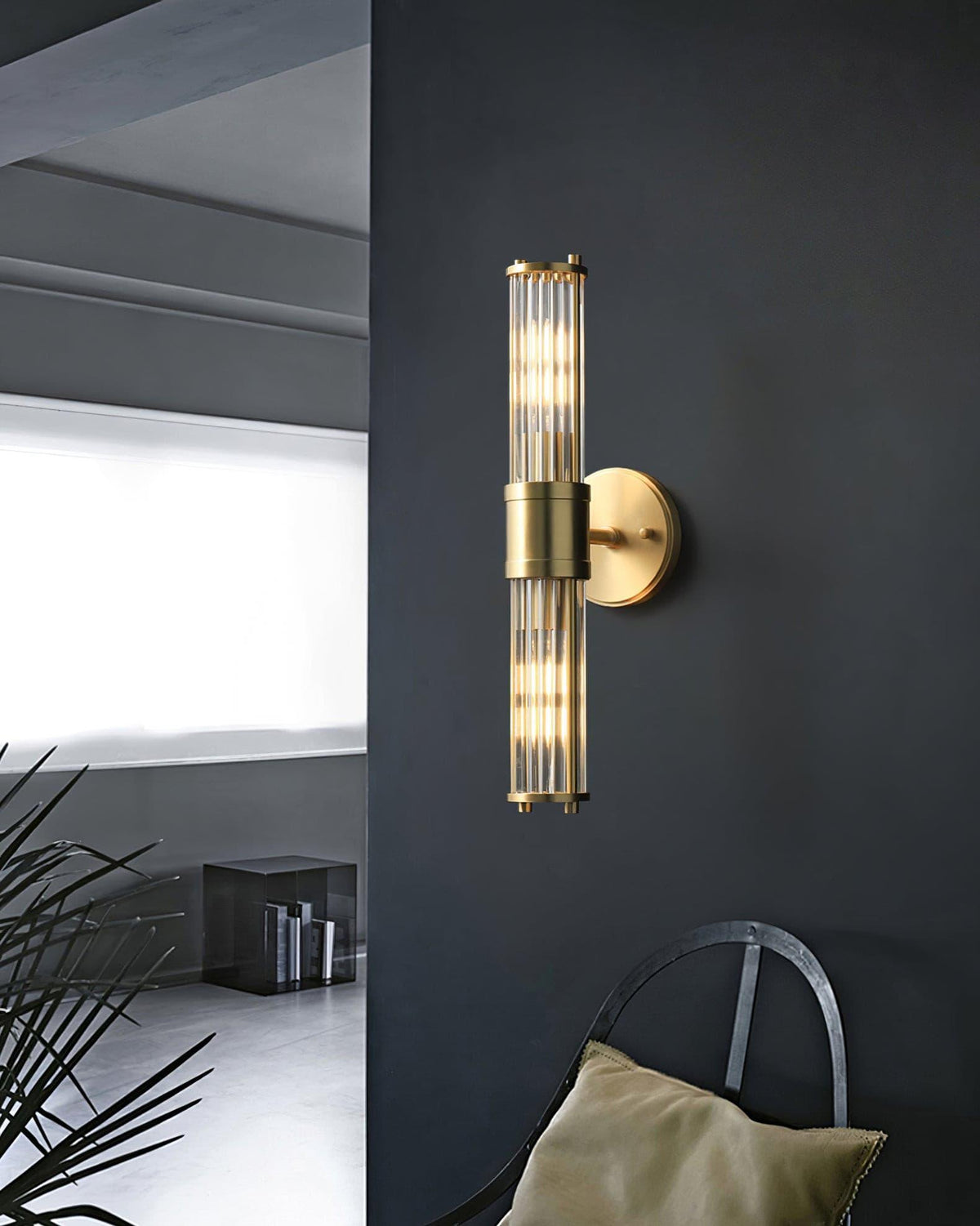 Vevenisra cylindrisk vägglampa i glas i nordisk stil