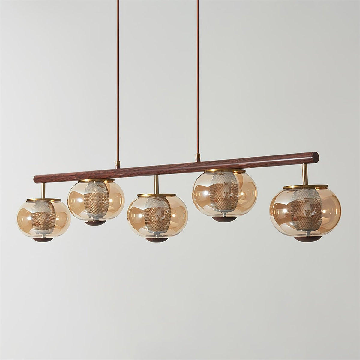 Alviora pendellampe, træ, glas, lineær, japandi