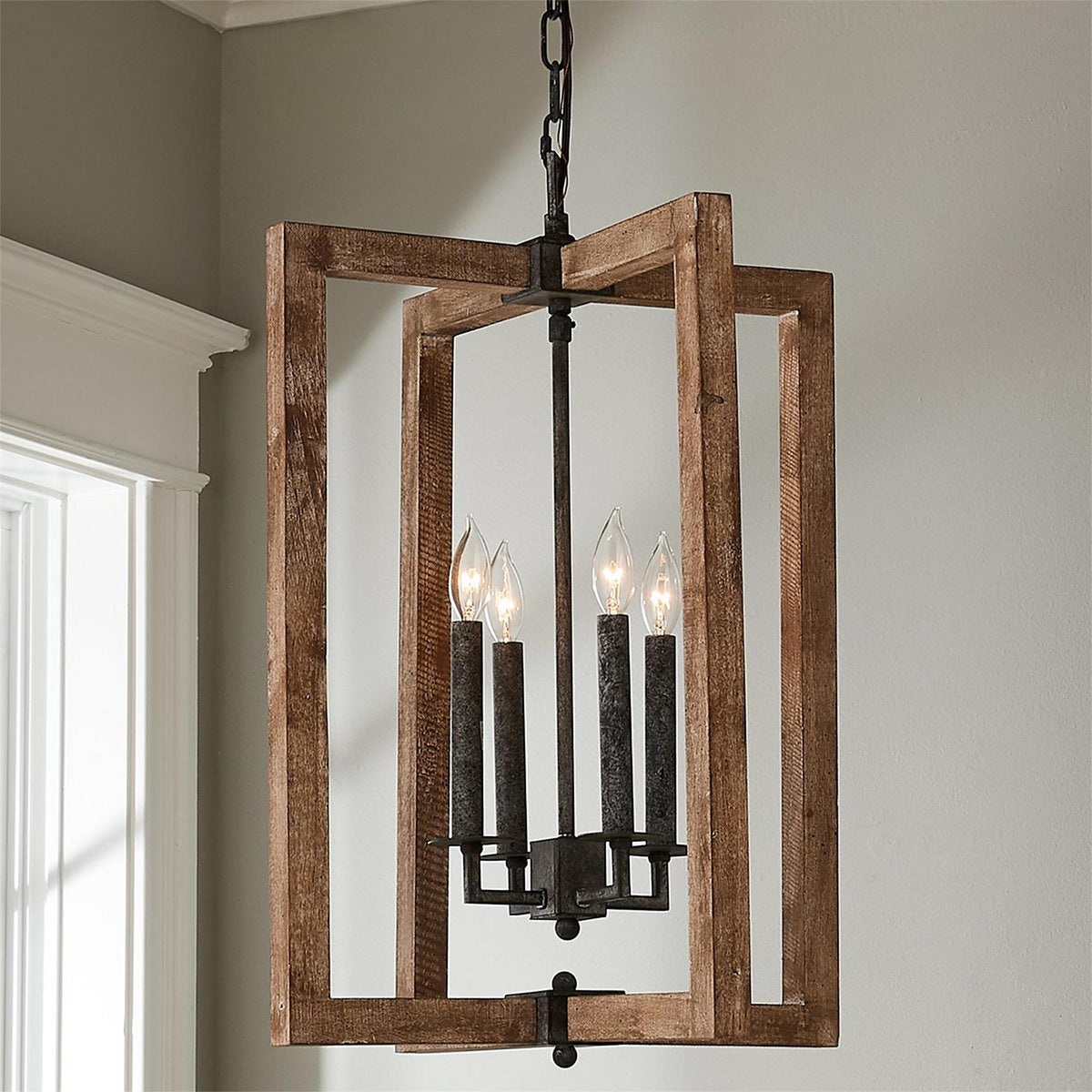 Eirikuvyi vintage pendellampe i metal og træ med kreativt design