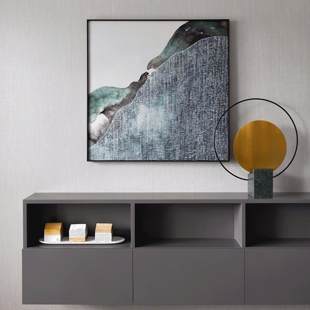 Candeeiro de mesa Lirixy geométrico em mármore