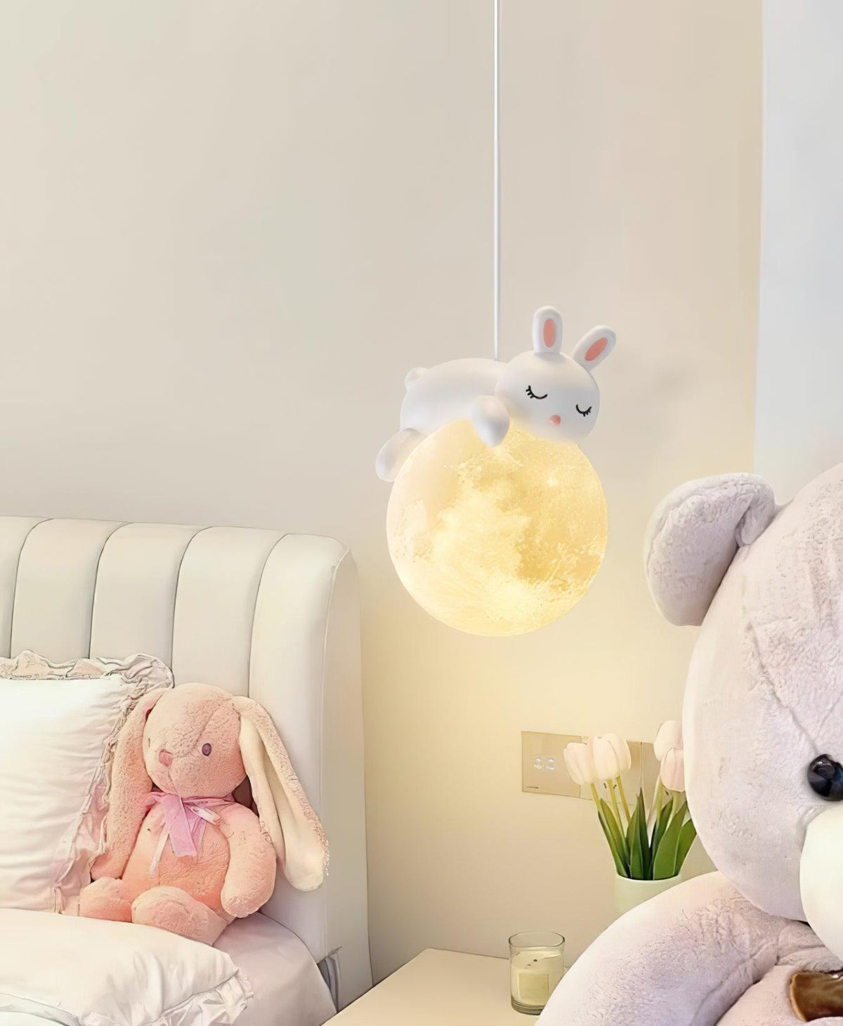 Velisise pendellampa med björnmåne för barnrum